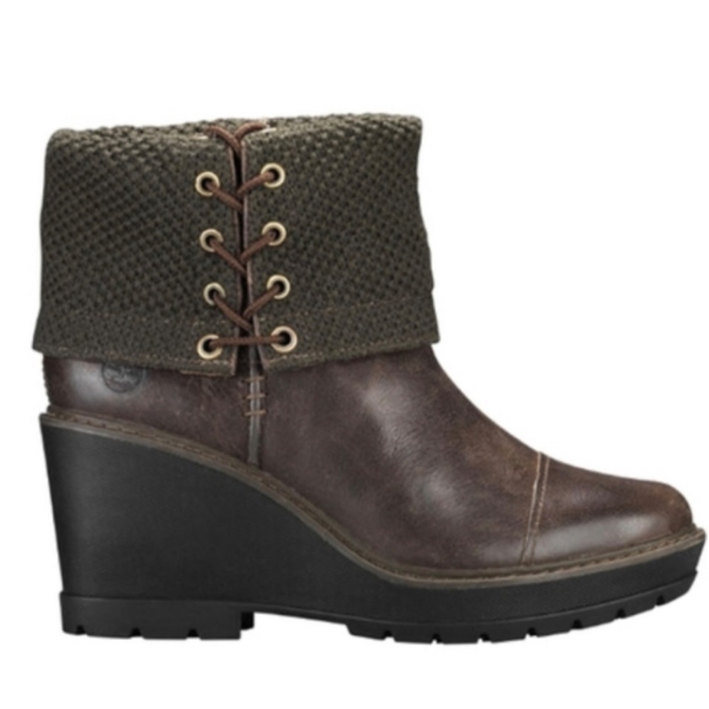 NWOT Timberland Kellis Mid Fold Down Boots 7 Brown Olive - Picture 3 of 10